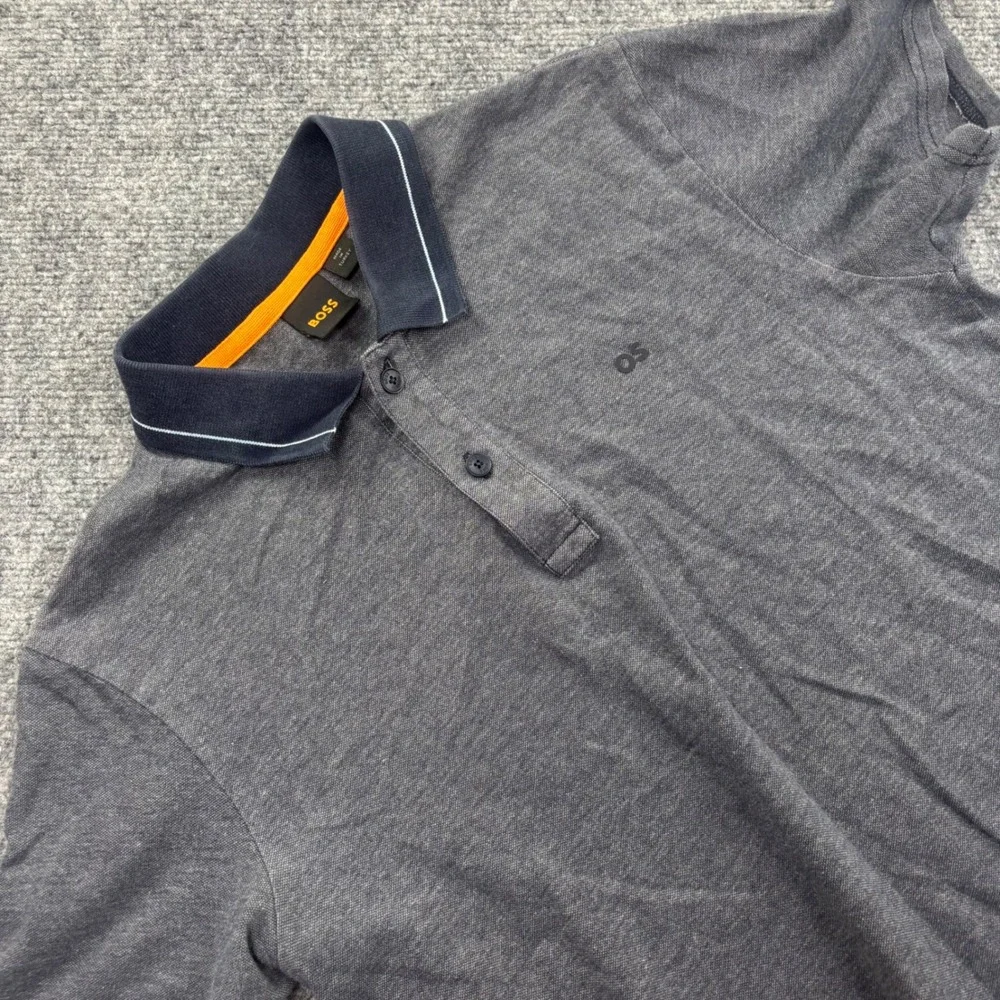 HUGO BOSS Polo Shirt Size Small Gray Short Sleeve Cotton Pique Men's
